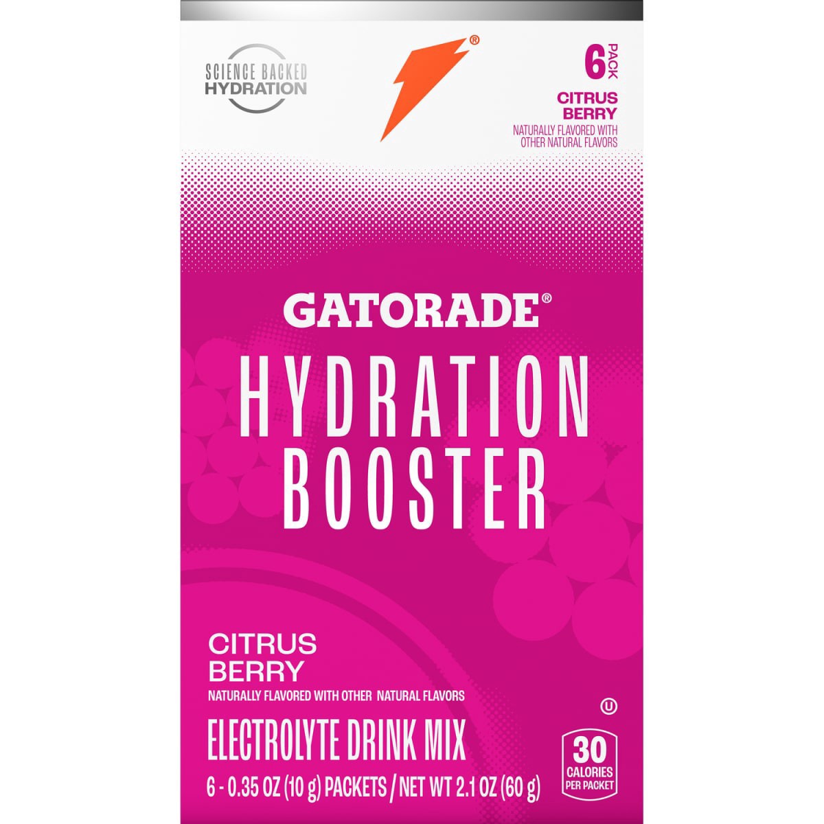 slide 1 of 5, Gatorade Hydration Booster Electrolyte Drink Mix Citrus Berry 2.1 Oz, 6 Count, 6 ct