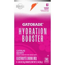 Gatorade Hydration Booster Electrolyte Drink Mix Citrus Berry 2.1 Oz, 6 Count
