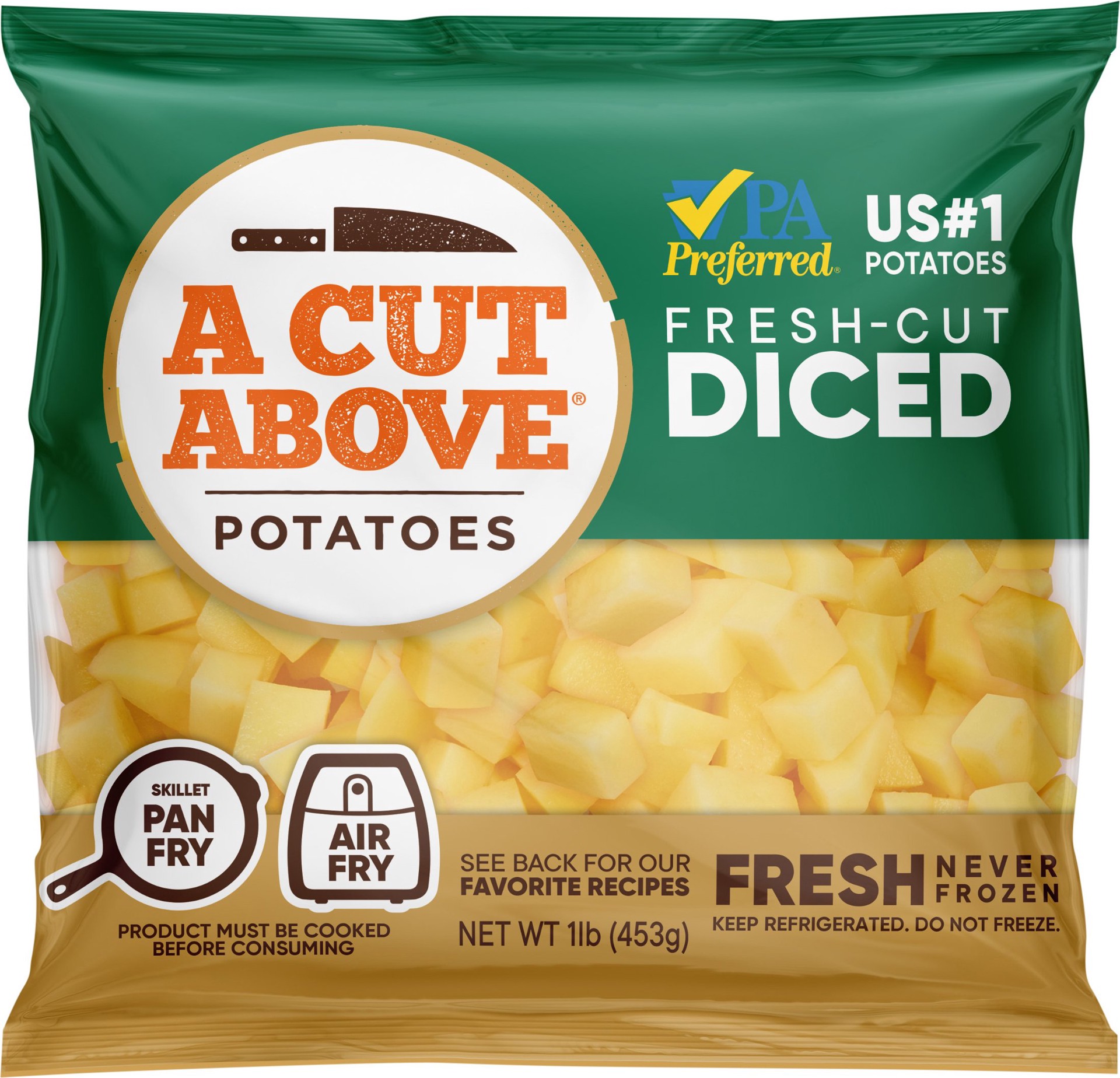 slide 1 of 12, A Cut Above Fresh-Cut Diced Potatoes, 1 lb