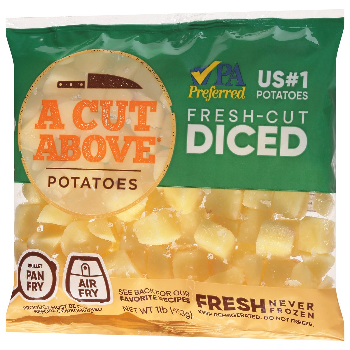 slide 2 of 12, A Cut Above Fresh-Cut Diced Potatoes, 1 lb