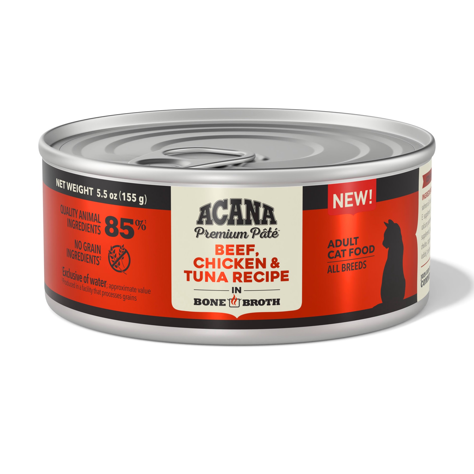 slide 1 of 4, ACANA Beef, Chicken + Tuna Recipe in Bone Broth Wet Cat Food, 5.5 oz., 5.5 oz