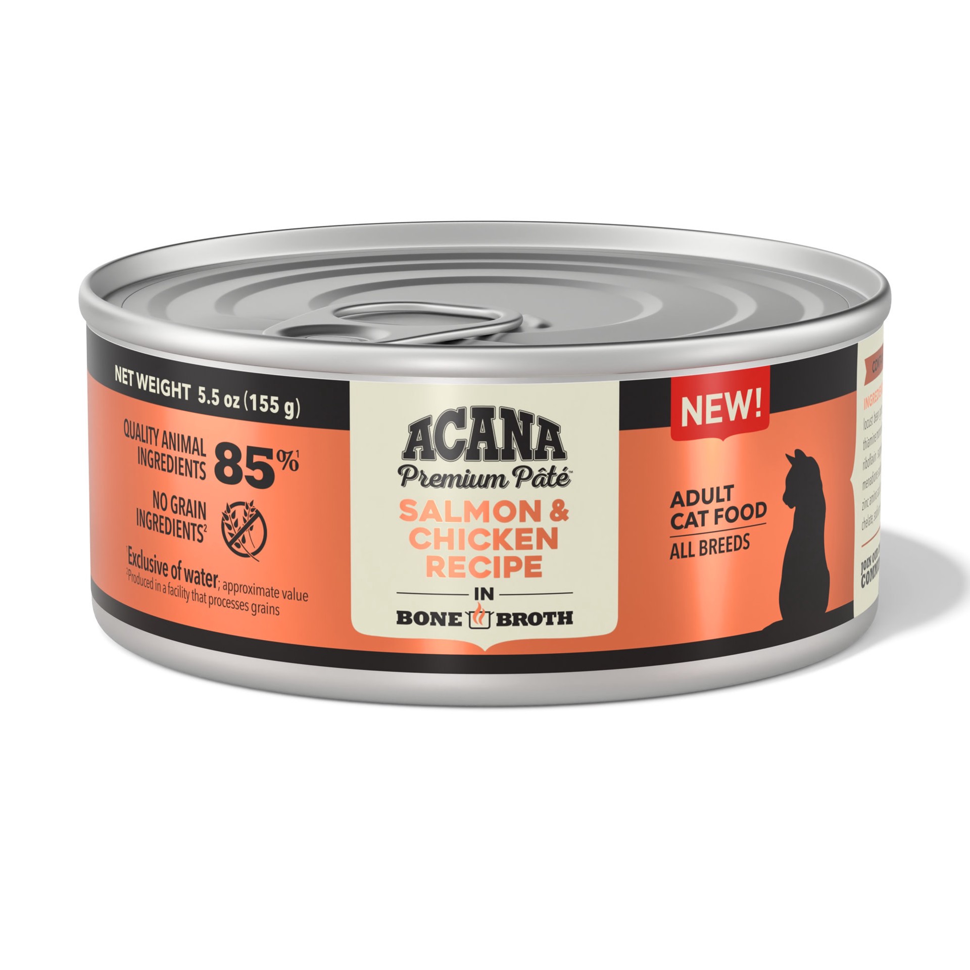 slide 1 of 4, ACANA Salmon + Chicken in Bone Broth, 5.5oz, case of 12 cans, 0.34 lb