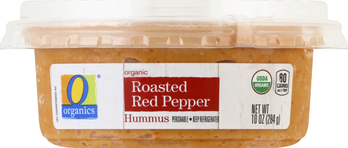 slide 4 of 7, O Organics Organic Hummus Roasted Red Pepper, 10 oz