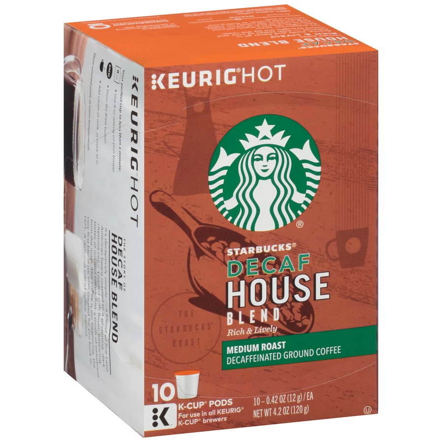slide 2 of 7, Starbucks Decaf K-Cup Coffee Pods, House Blend for Keurig Brewers, 10 ct; 0.42 oz