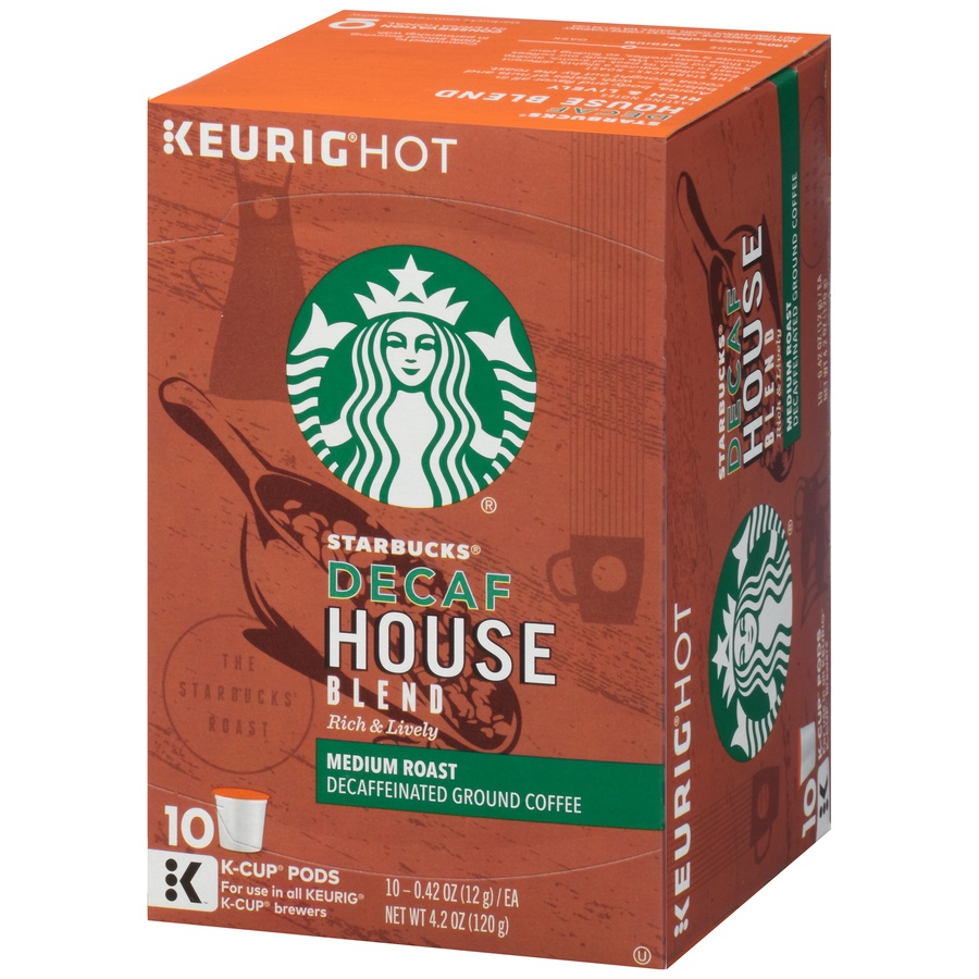 slide 3 of 7, Starbucks Decaf K-Cup Coffee Pods, House Blend for Keurig Brewers, 10 ct; 0.42 oz