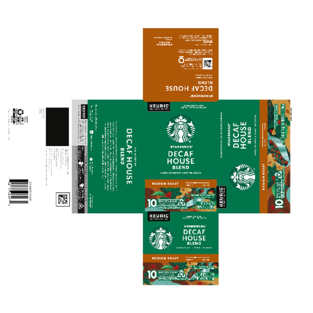 slide 6 of 14, Starbucks K-Cup Coffee Pods, Medium Roast Coffee, Decaf House Blend, 100% Arabica, 1 box (10 pods), 4.2 oz