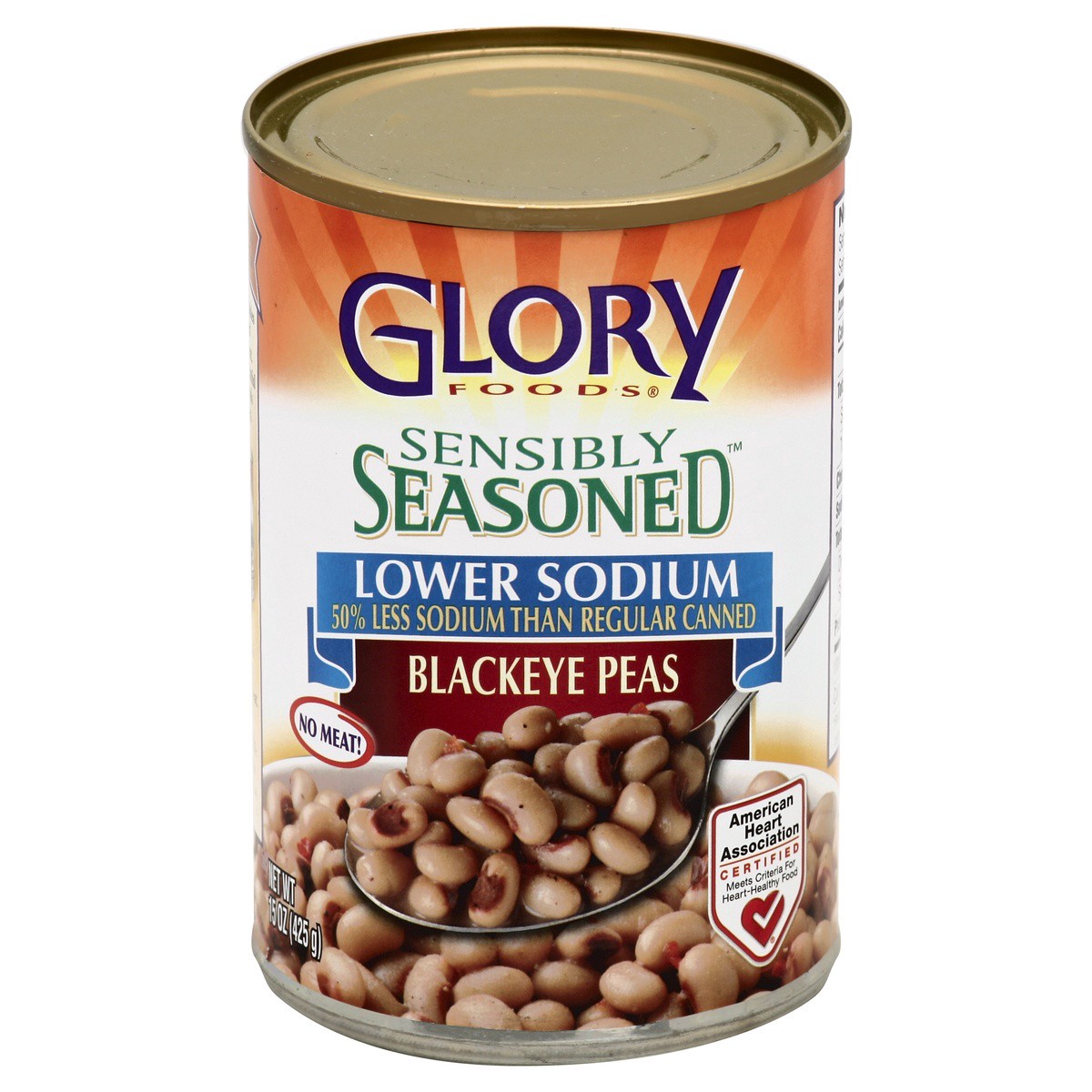 slide 1 of 1, Glory Foods Sensibly Seasoned Lower Sodium Blackeye Peas, 15 oz