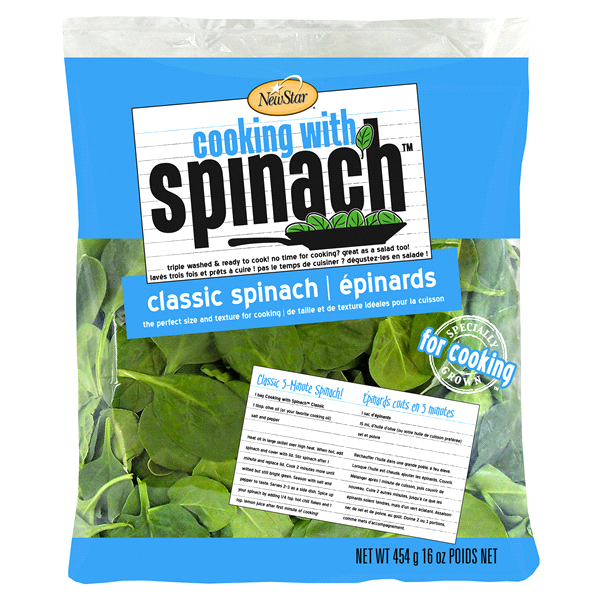 slide 1 of 9, New Star Classic Spinach, 16 oz