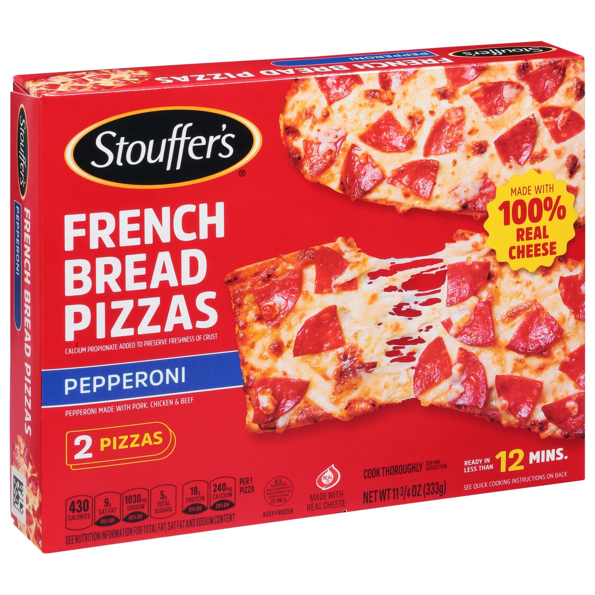 slide 3 of 9, Stouffer's Pepperoni French Bread Frozen Pizza, 11.75 oz