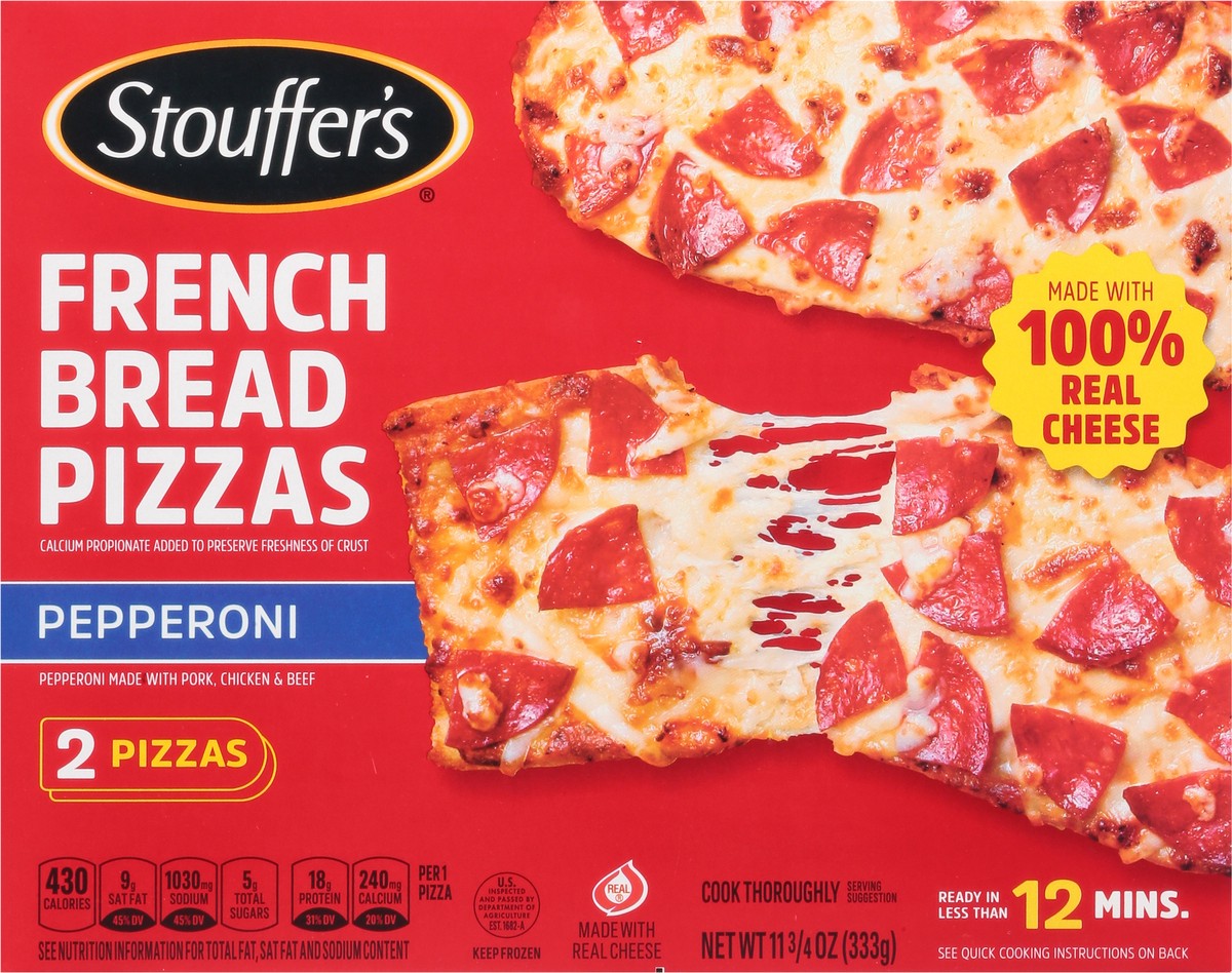 slide 4 of 9, Stouffer's Pepperoni French Bread Frozen Pizza, 11.75 oz