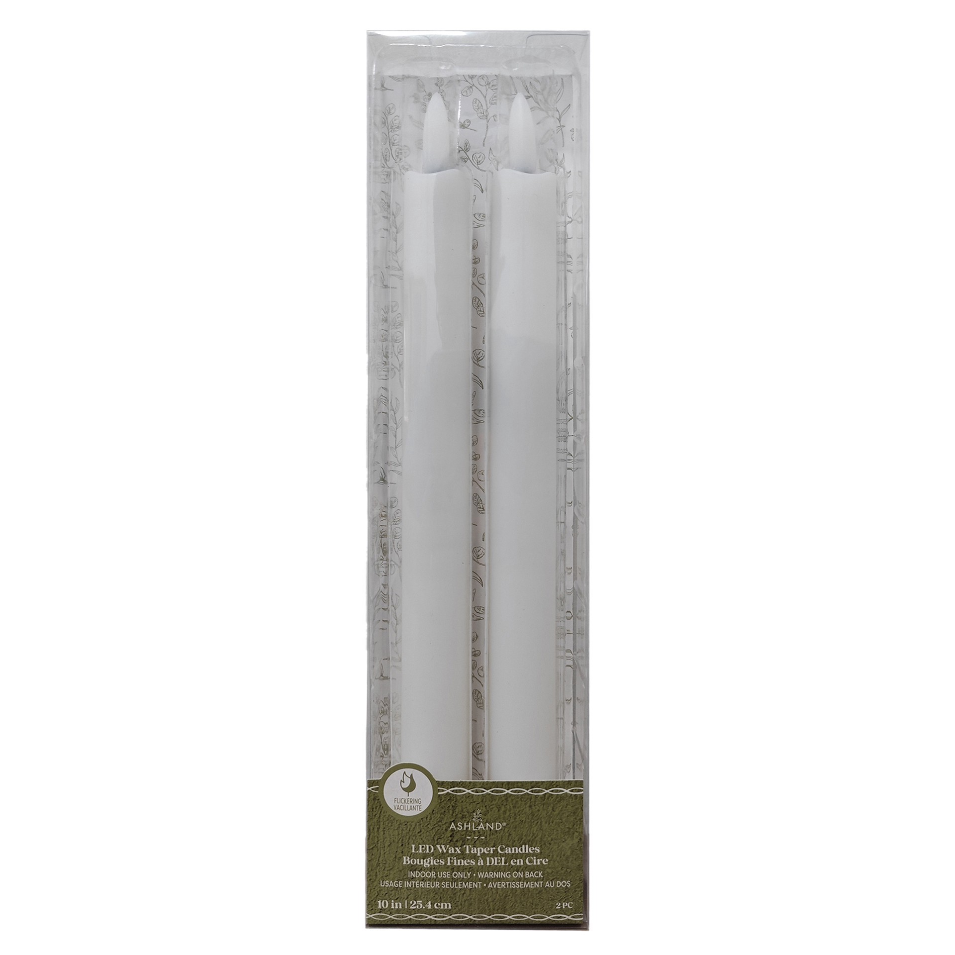 slide 2 of 3, 10" Flickering Led Wax Taper Candles, 2ct. By Ashland, 2 ct