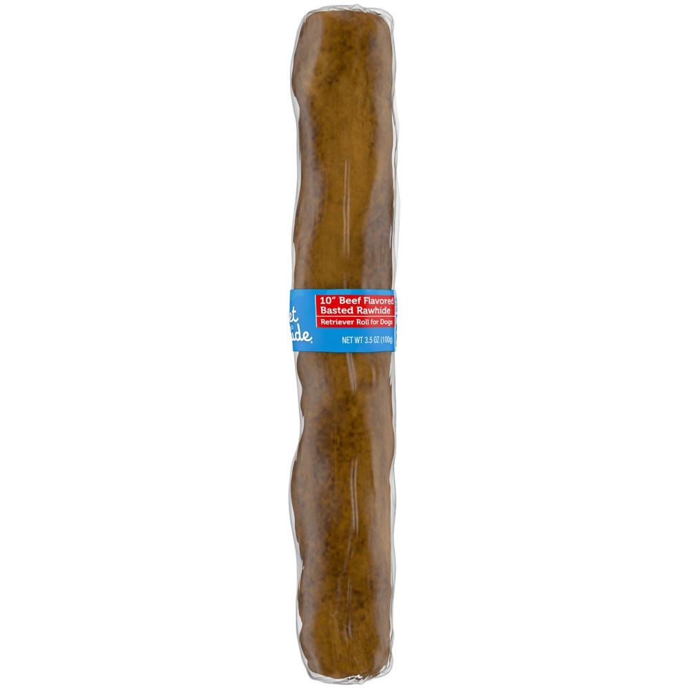 slide 3 of 3, Pet Pride Beef Flavored Basted Rawhide Retriever Roll For Dogs, 10 in