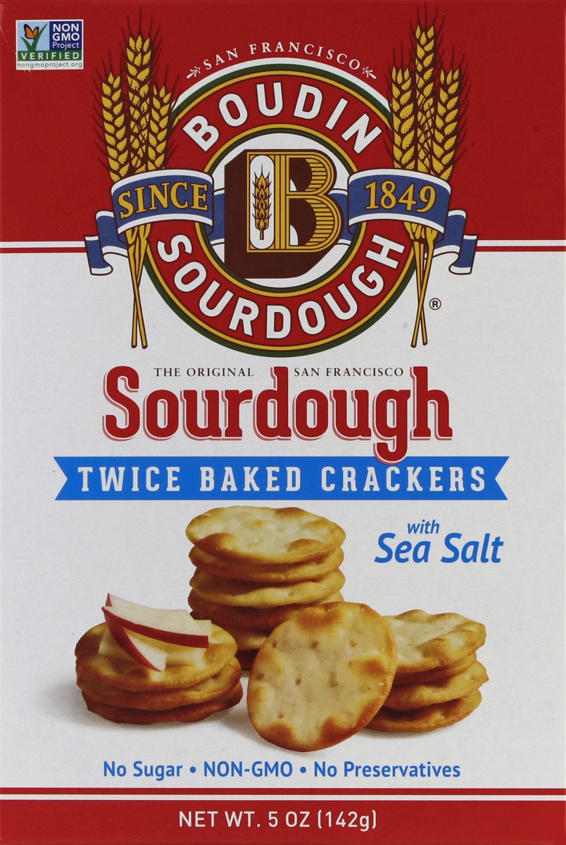 slide 5 of 6, Boudin Crackers, with Sea Salt, Sourdough, Twice Baked, 5 oz