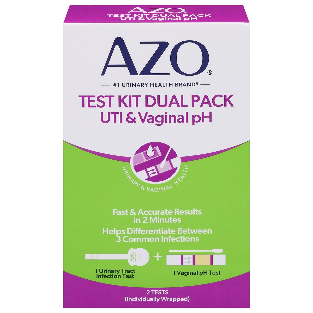 slide 1 of 12, Azo UTI & Vaginal pH Test Kit Dual Pack 1 Kit, 2 ct