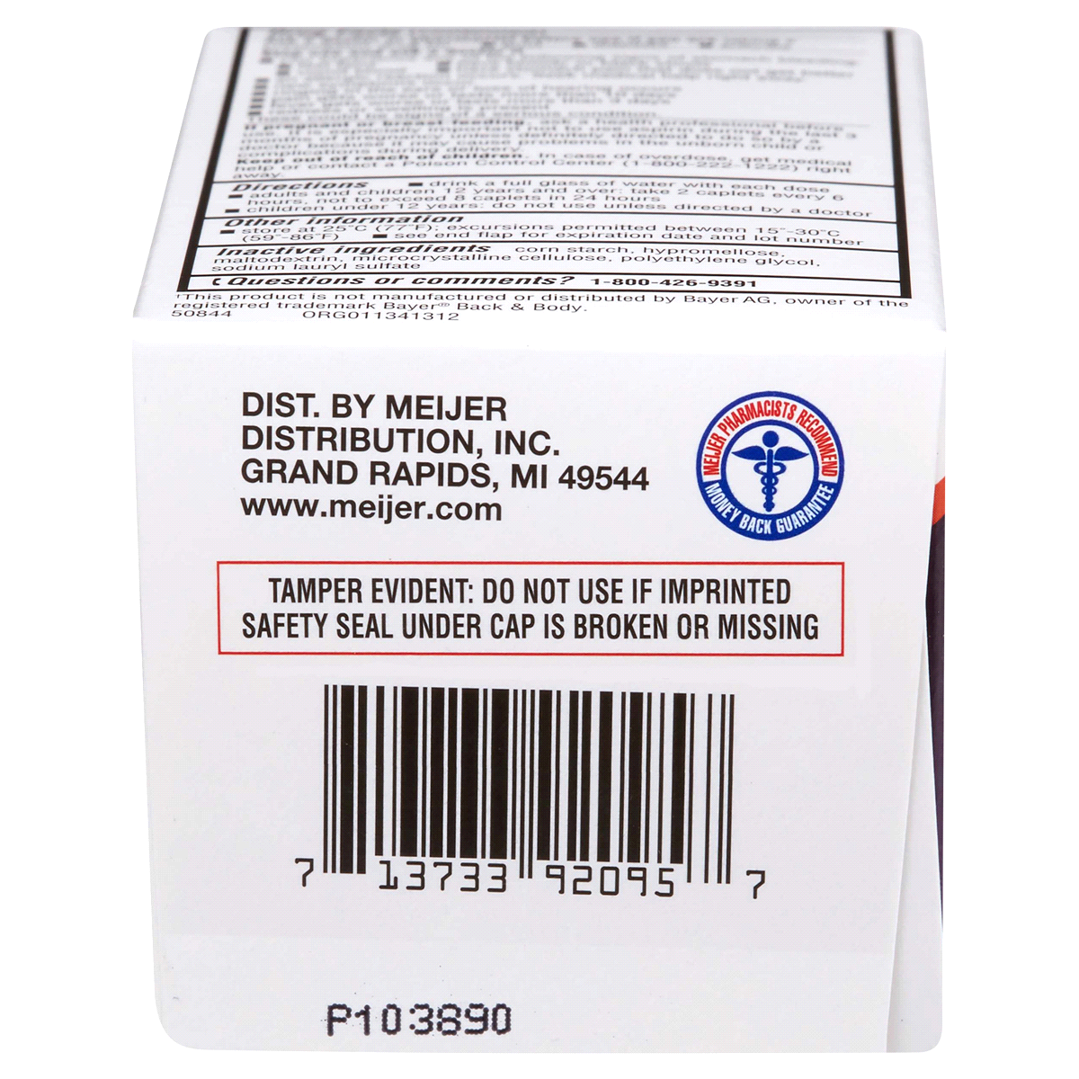 slide 4 of 4, Meijer Extra Strength Back & Body Aspirin, 100 caplets, 500 mg