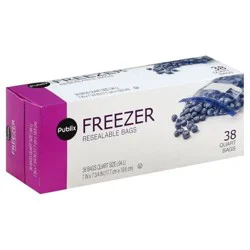 Publix Resealable Quart Size Freezer Bags