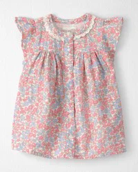 Baby Girl Organic Cotton Gauze Dress in Spring Floral Print - 18M