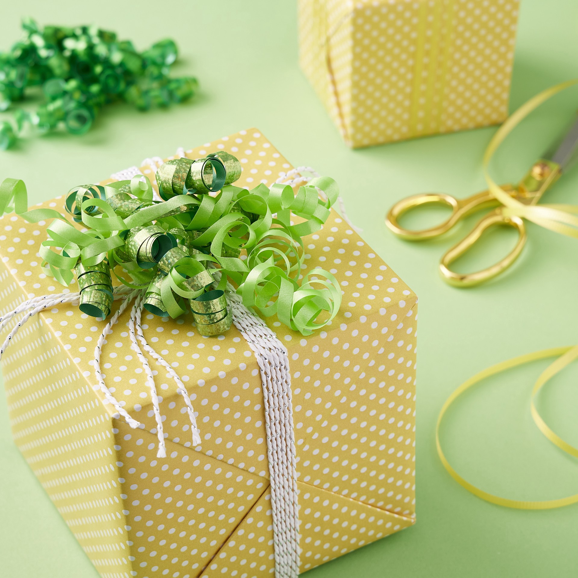 slide 2 of 3, 23" Lime Green Curling Ribbon Bow By Celebrate It, 22.8 in x 2.4 in