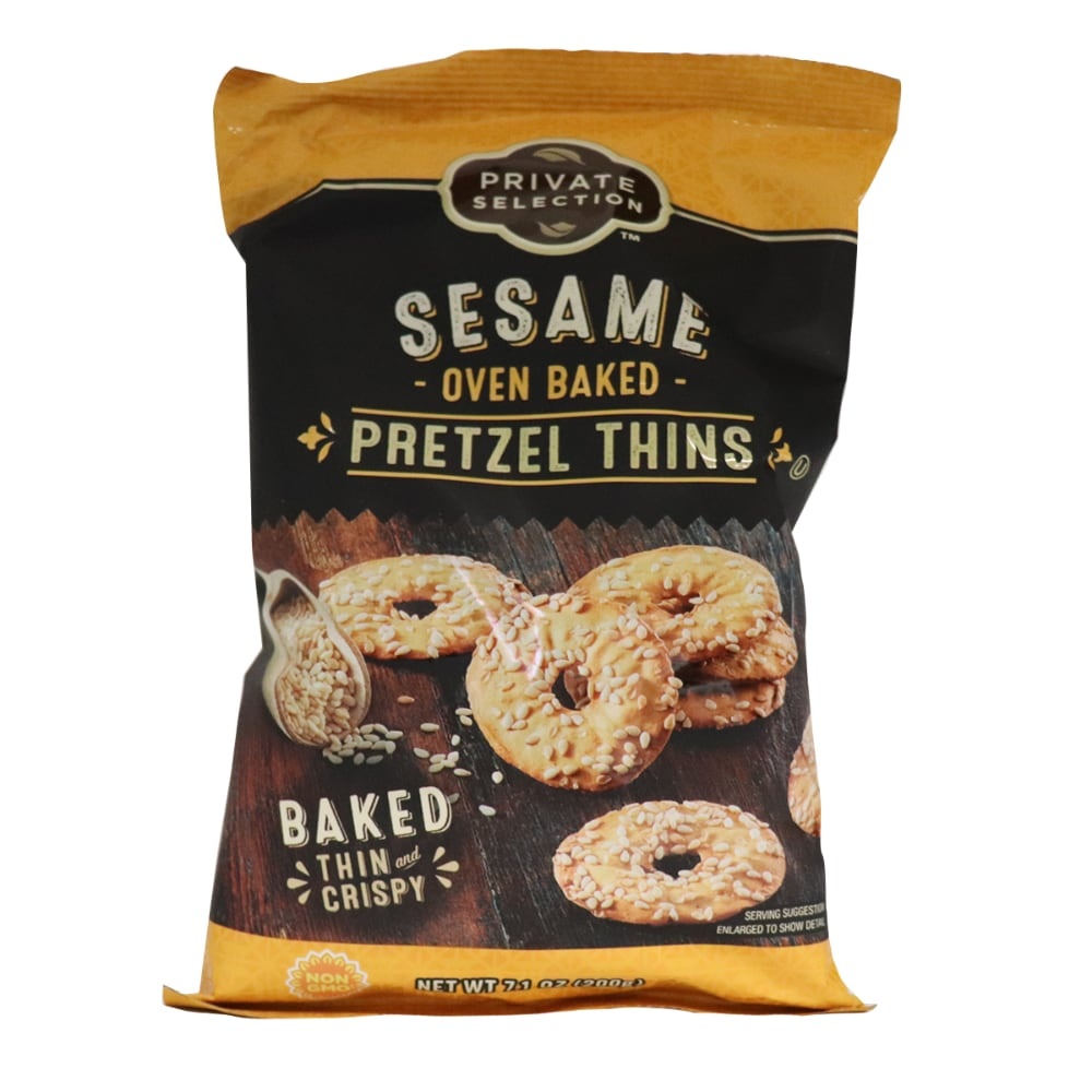 slide 1 of 1, Private Selection Sesame Pretzel Thins, 7.1 oz