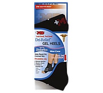 slide 1 of 1, +MD Socks Unisex Dri Relief Gel Heels Mini Crew One Size Fits Most Black - Each, 1 ct
