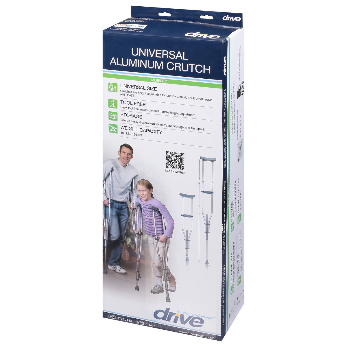 slide 8 of 9, Drive Universal Mobility Aluminum Crutch 1 ea, 1 ct