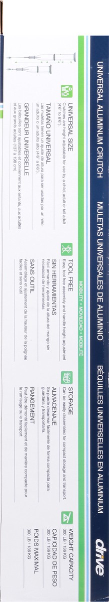 slide 3 of 9, Drive Universal Mobility Aluminum Crutch 1 ea, 1 ct