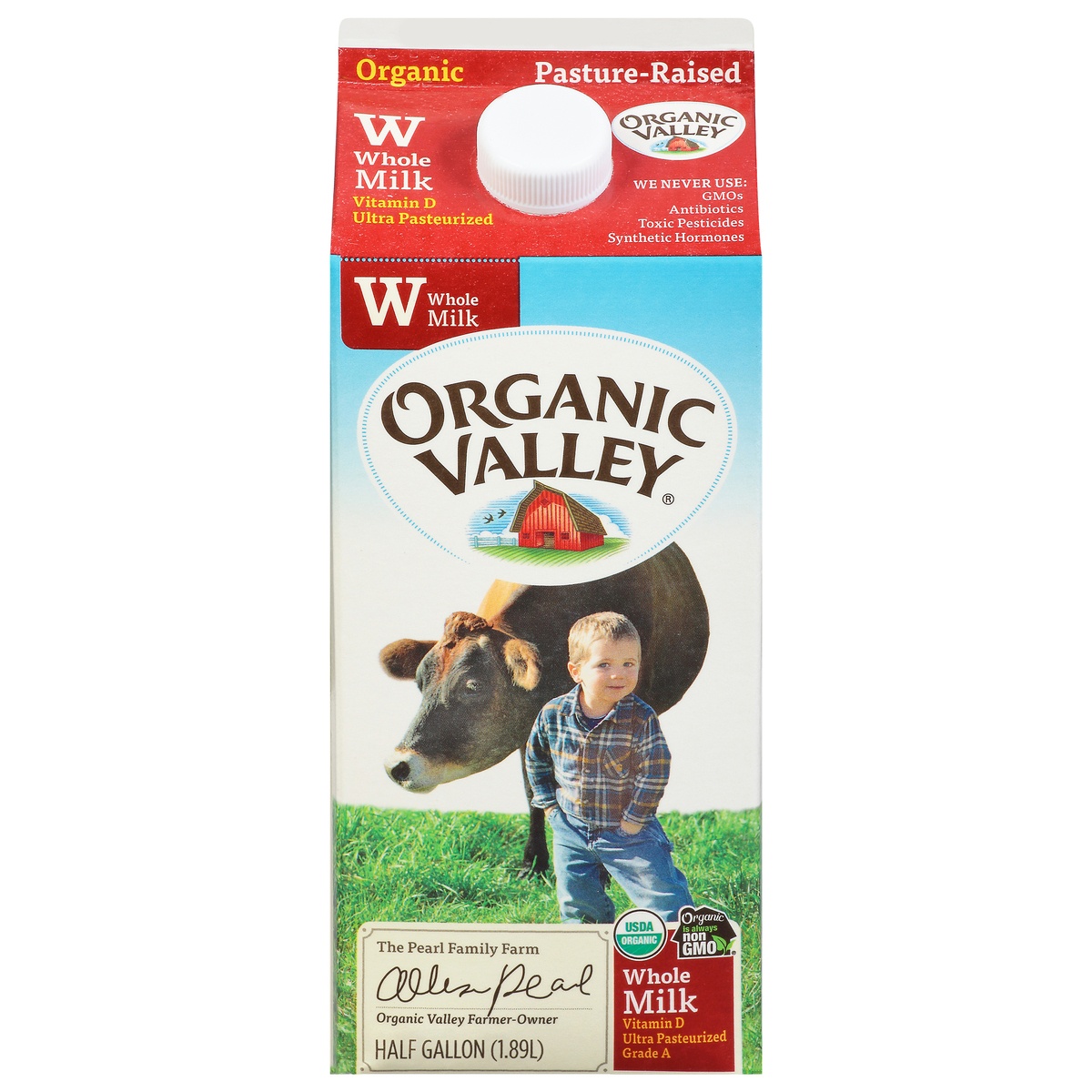 slide 1 of 8, Organic Valley Ultra Pasturized Whole Milk, 1/2 gal
