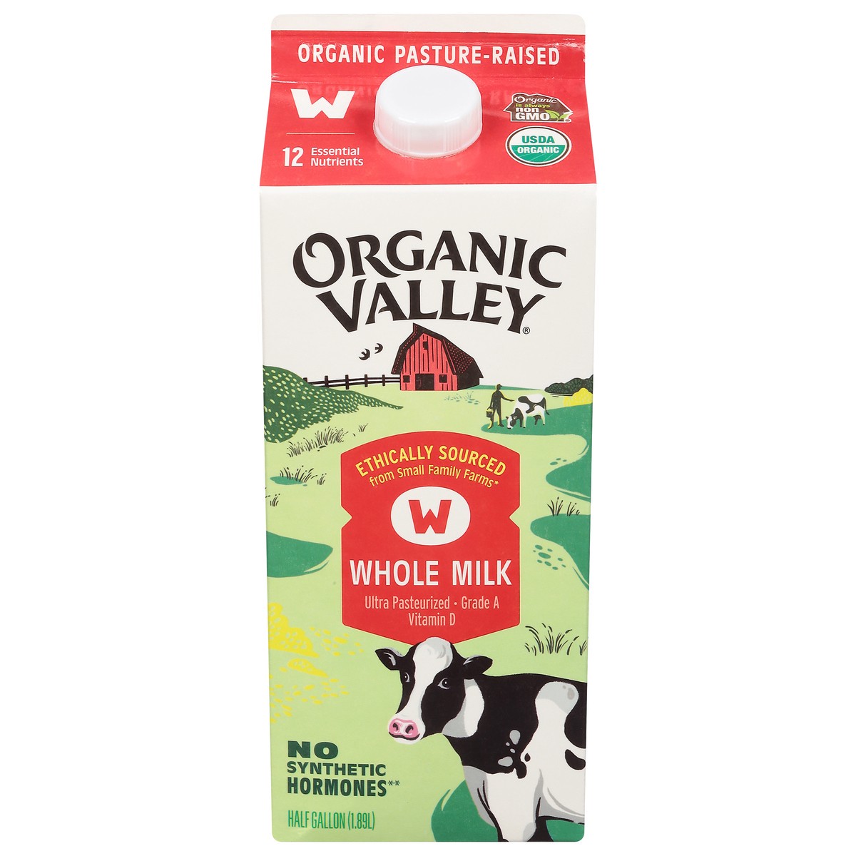 slide 1 of 9, Organic Valley Whole Milk 0.5 gal, 1/2 gal