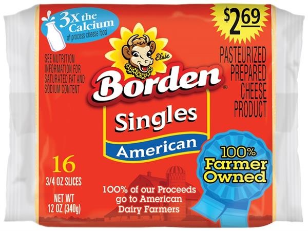 slide 1 of 1, Borden Singles American Cheese, 12 oz
