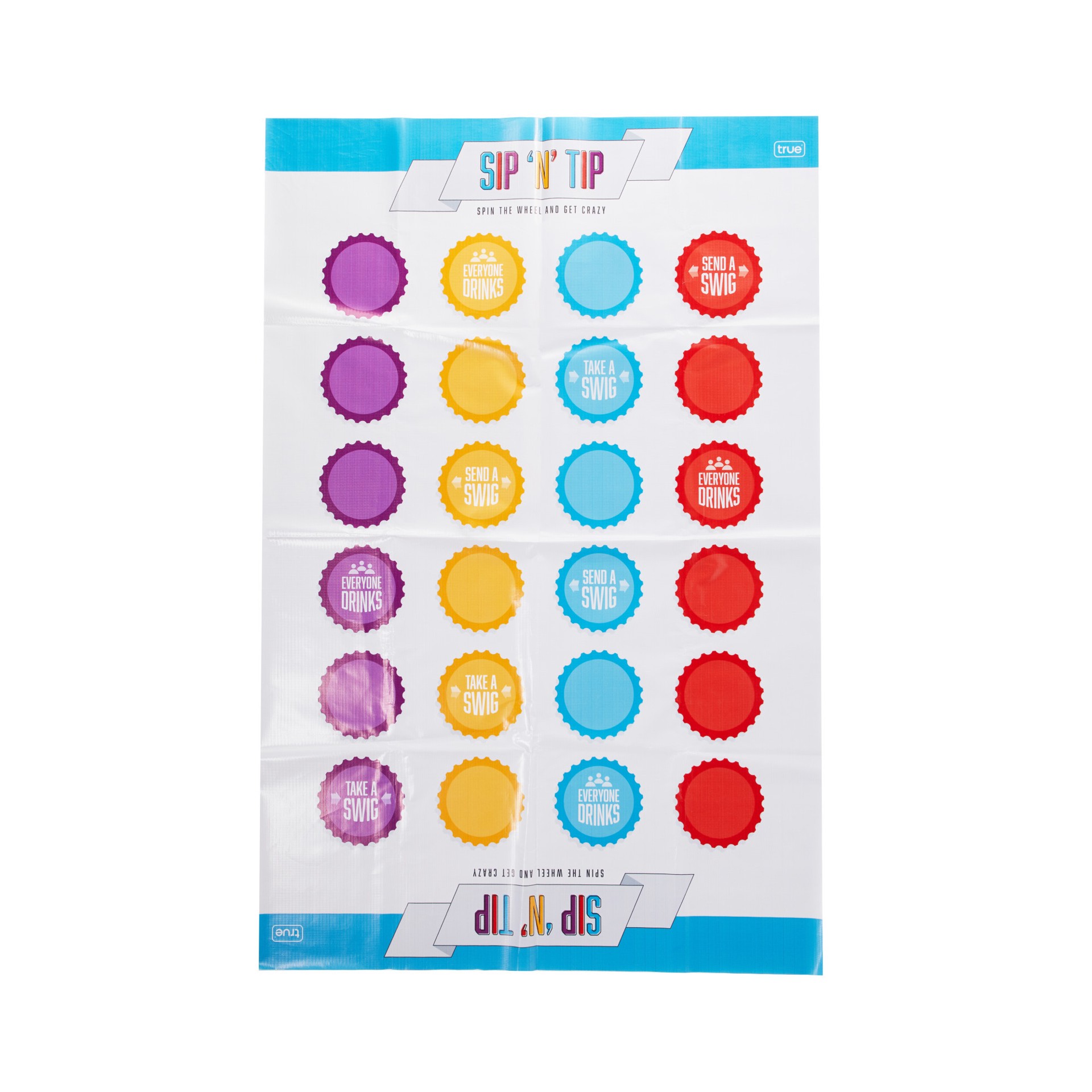 slide 5 of 5, true Foster & Rye Sip N Tip Party Game, Board Game for 2 to 4 Players, Drinking Game, Includes Mat and Spinner, 1 ct