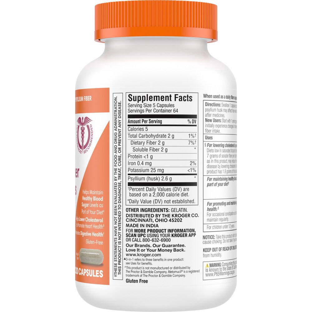 slide 4 of 4, Kroger Psyllium Daily Fiber Capsules, 320 ct