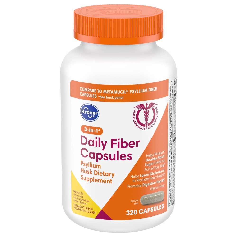 slide 3 of 4, Kroger Psyllium Daily Fiber Capsules, 320 ct
