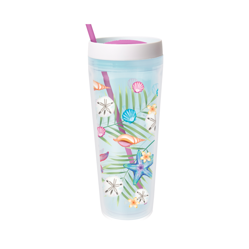 slide 1 of 1, Cool Gear Tropical Shells Print Castillo Chiller, 32 oz