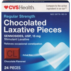 slide 1 of 1, CVS Health Chocolate Laxative Pieces, 24 Ct, 18 ct