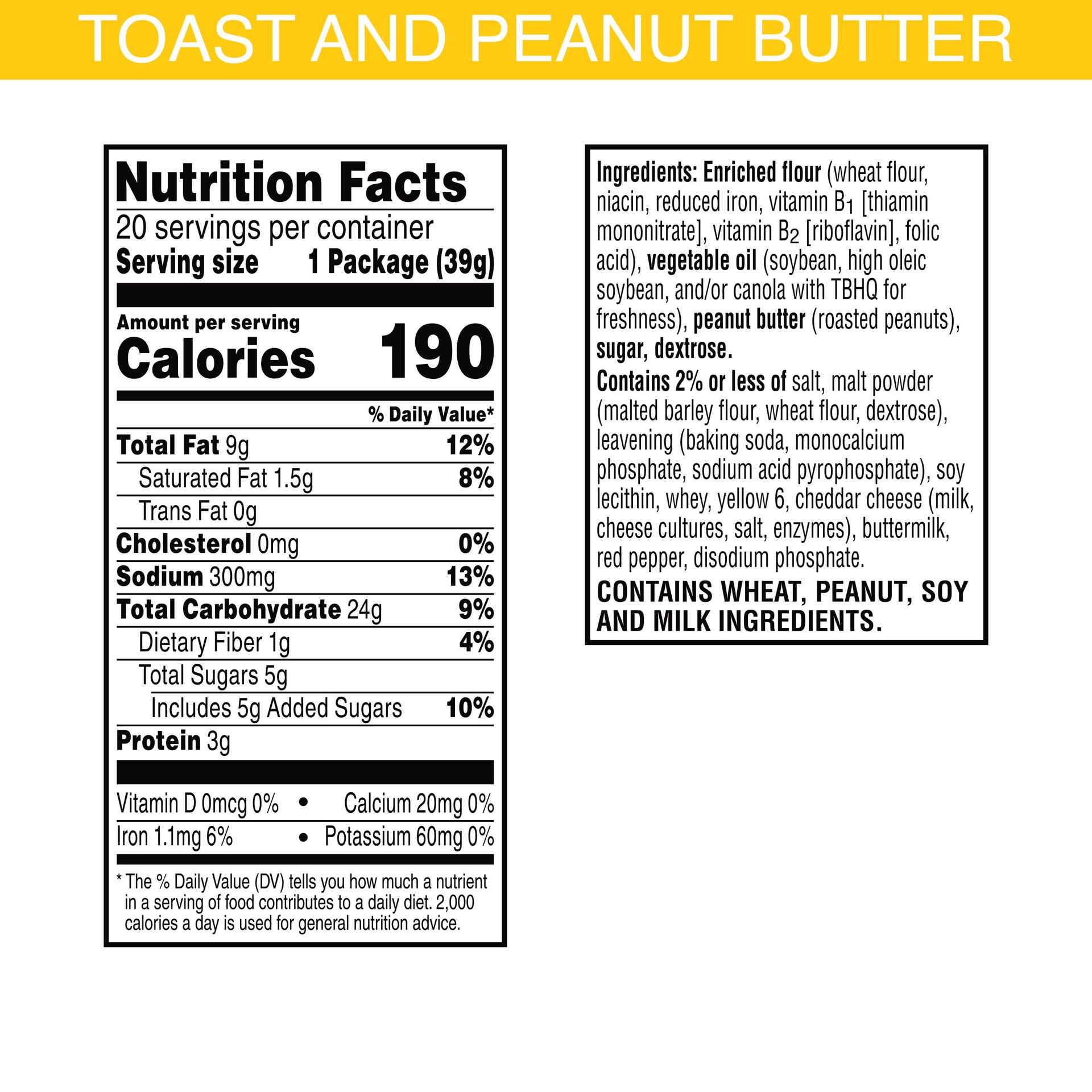 slide 3 of 5, Keebler Toast and Peanut Butter Sandwich Crackers, 20 ct