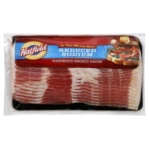 slide 1 of 1, Hatfield Hardwood Smoked Bacon Reduced Sodium, 16 oz