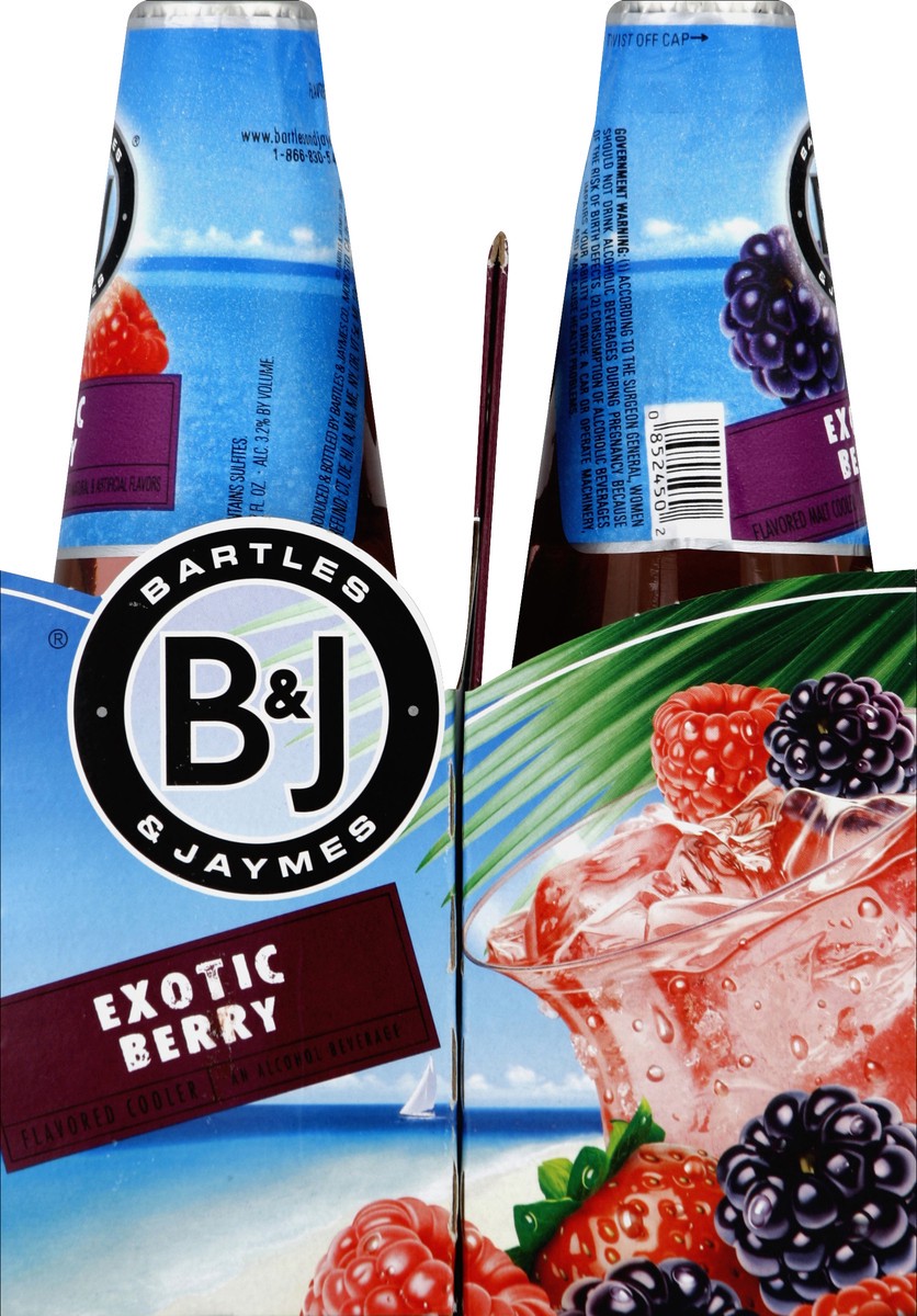 slide 3 of 6, Bartles & Jaymes Malt Beverage Exotic Berry 4Pk, 4 ct; 12 fl oz