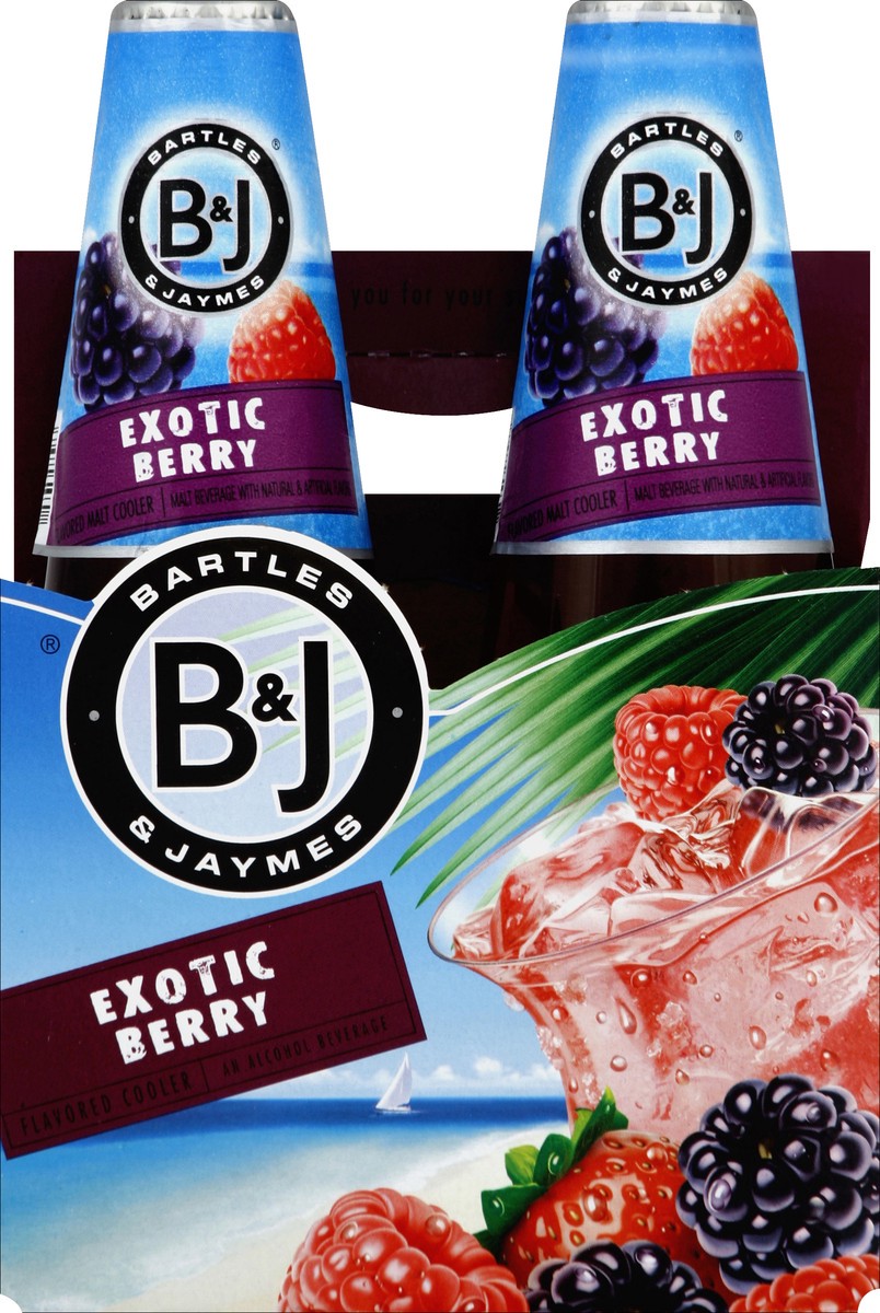 slide 4 of 6, Bartles & Jaymes Malt Beverage Exotic Berry 4Pk, 4 ct; 12 fl oz