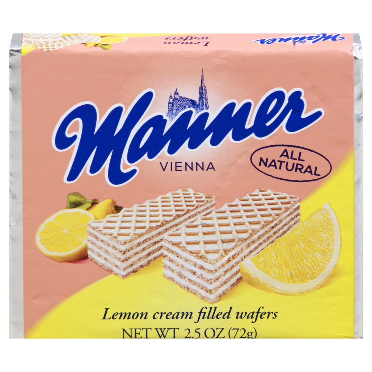 slide 1 of 2, Manner Lemon Cream Filled Wafers, 2.54 oz