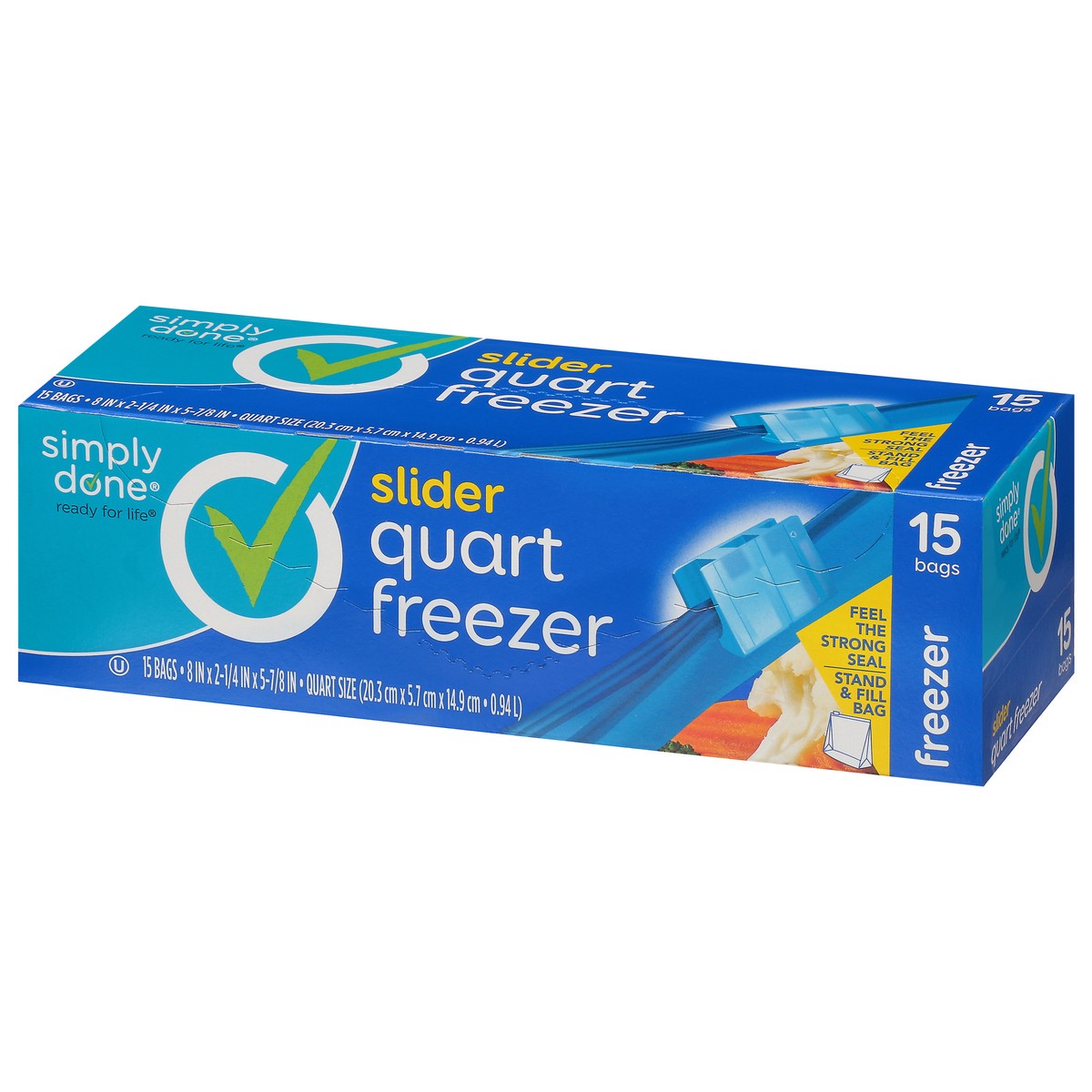 slide 4 of 16, Simply Done Slider Freezer Bag Quart, 15 ct