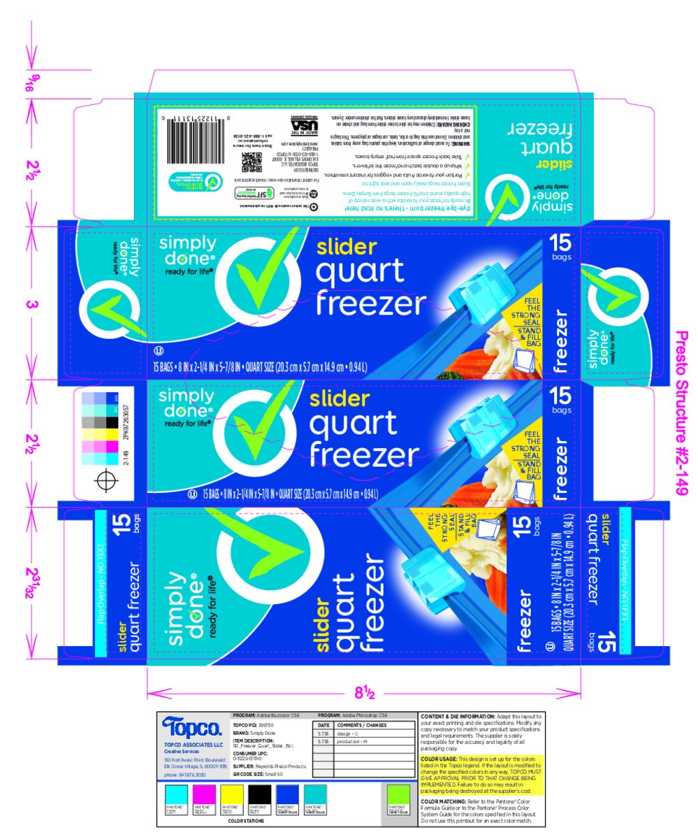 slide 2 of 16, Simply Done Slider Freezer Bag Quart, 15 ct