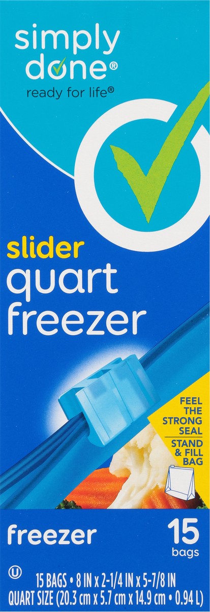 slide 8 of 16, Simply Done Slider Freezer Bag Quart, 15 ct