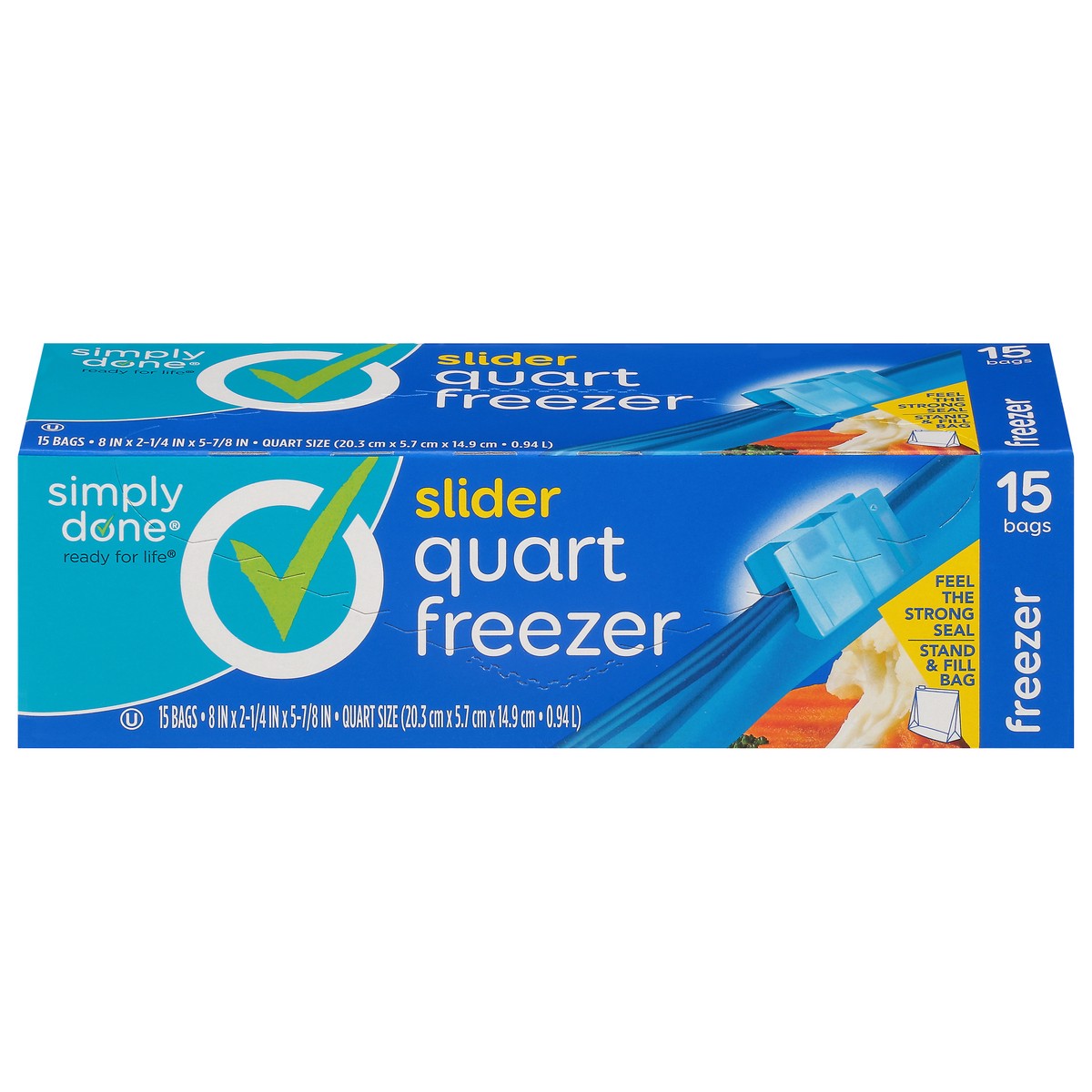 slide 9 of 16, Simply Done Slider Freezer Bag Quart, 15 ct