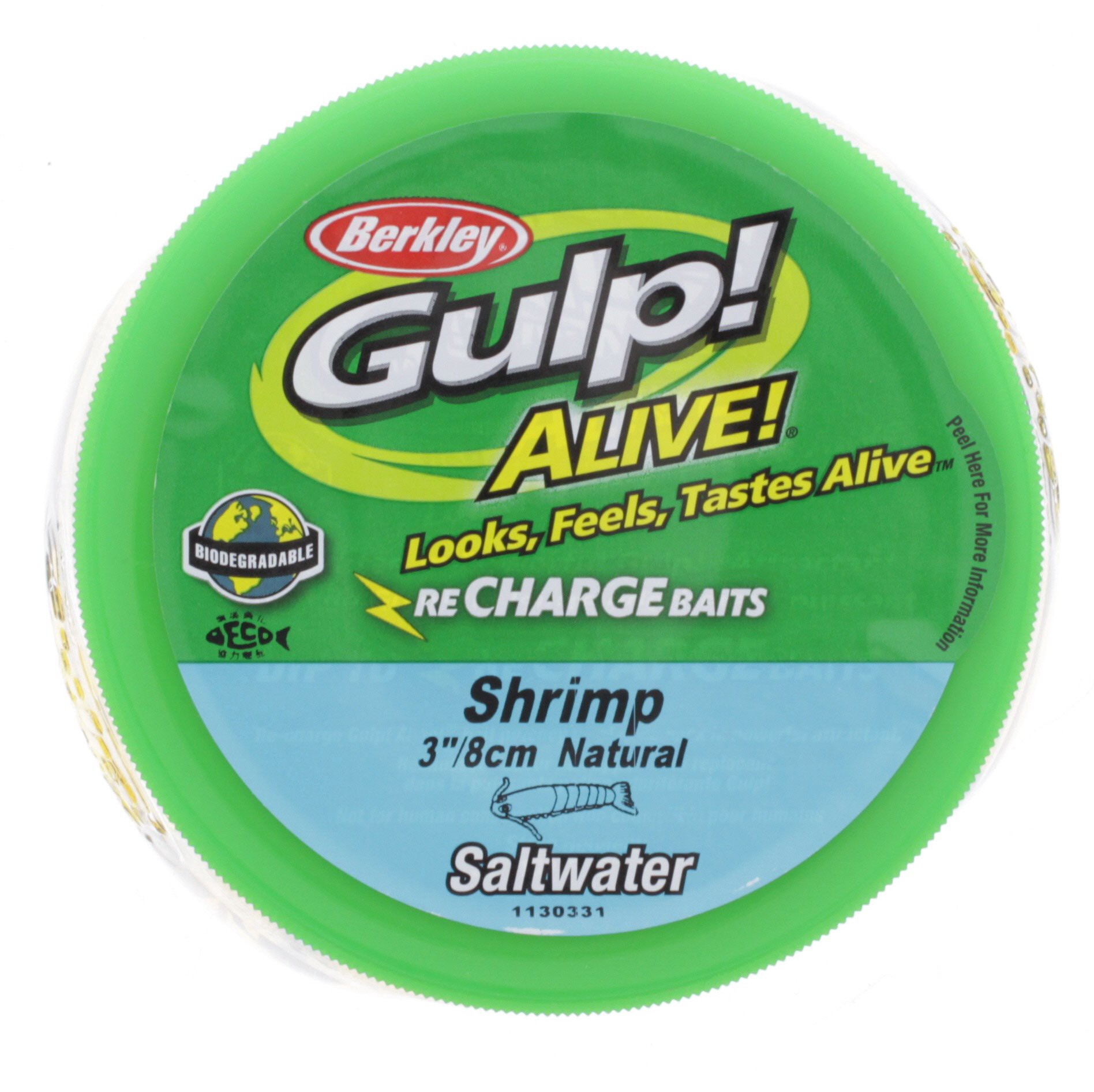 slide 1 of 1, Berkley Natural 3 Inch Gulp! Alive! Shrimp Bait 11 OZ Bucket Pint, 1 ct