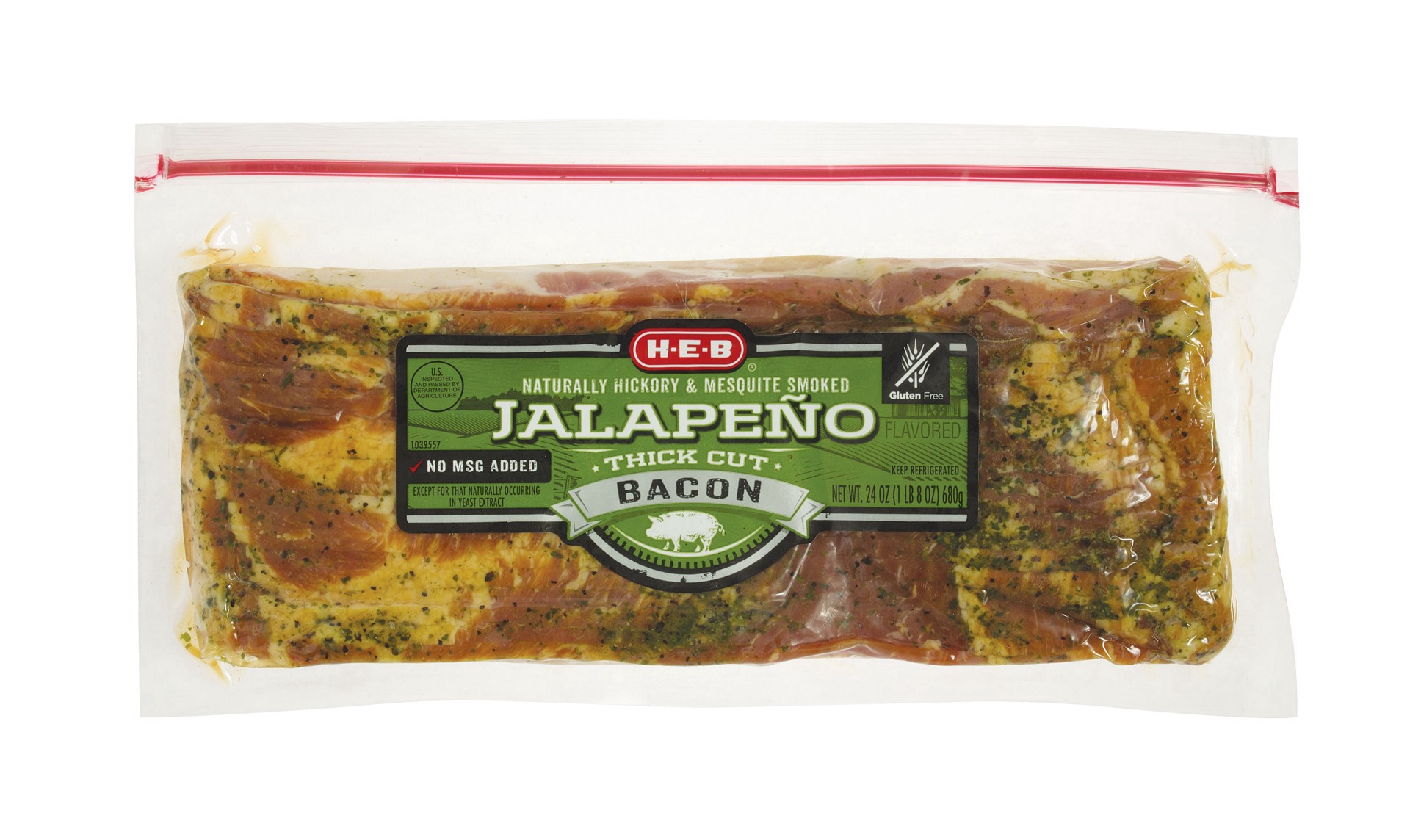 slide 1 of 1, H-E-B Jalapeno Value Pack Bacon, 24 oz