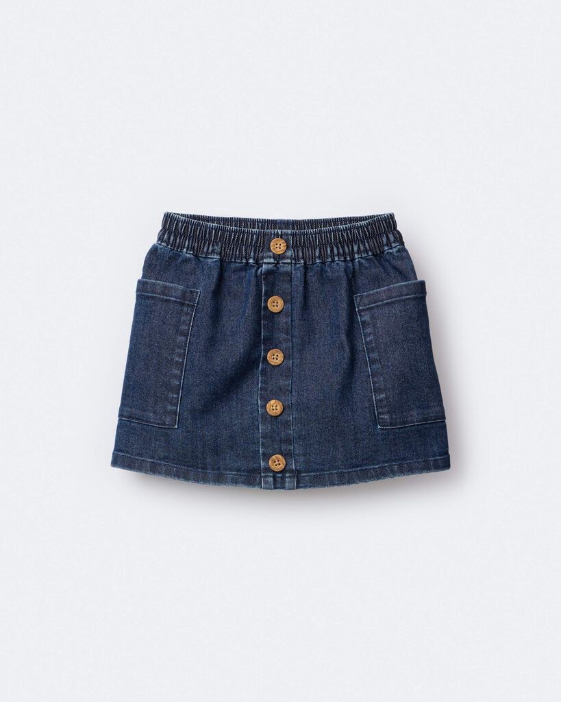 slide 6 of 6, Otteravenue Toddler Girl Denim Skirt with Otter Pockets - Blue Blue 6, 1 ct