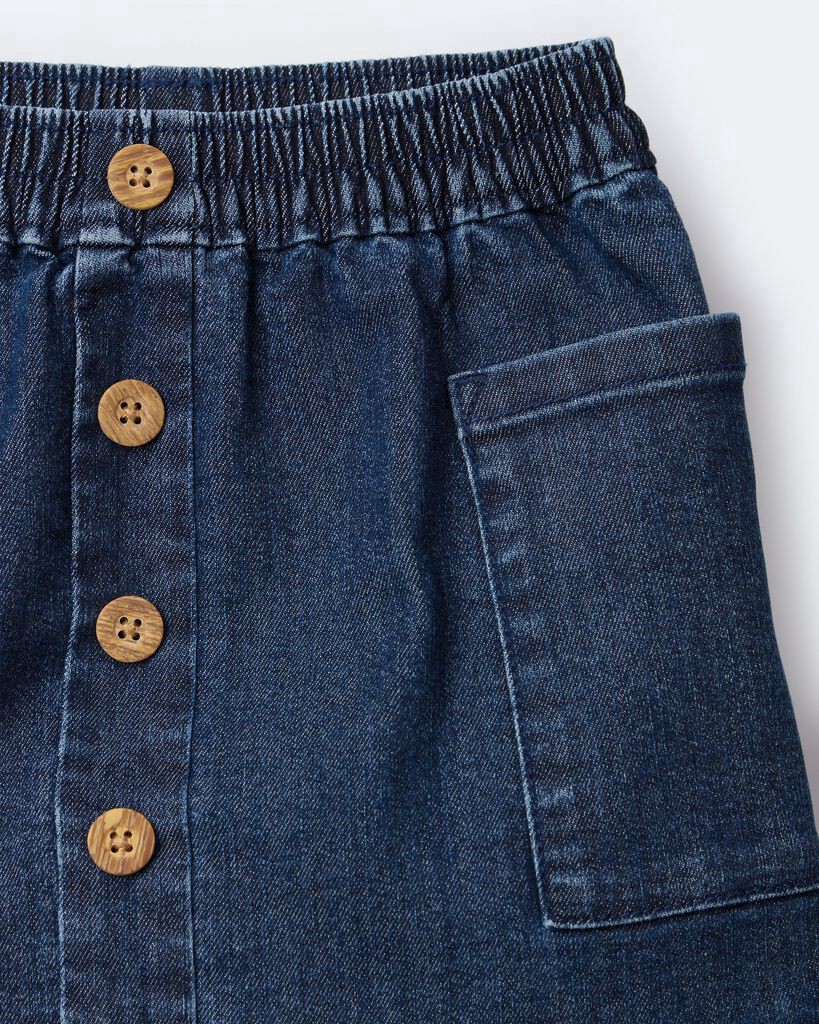 slide 2 of 6, Otteravenue Toddler Girl Denim Skirt with Otter Pockets - Blue Blue 6, 1 ct
