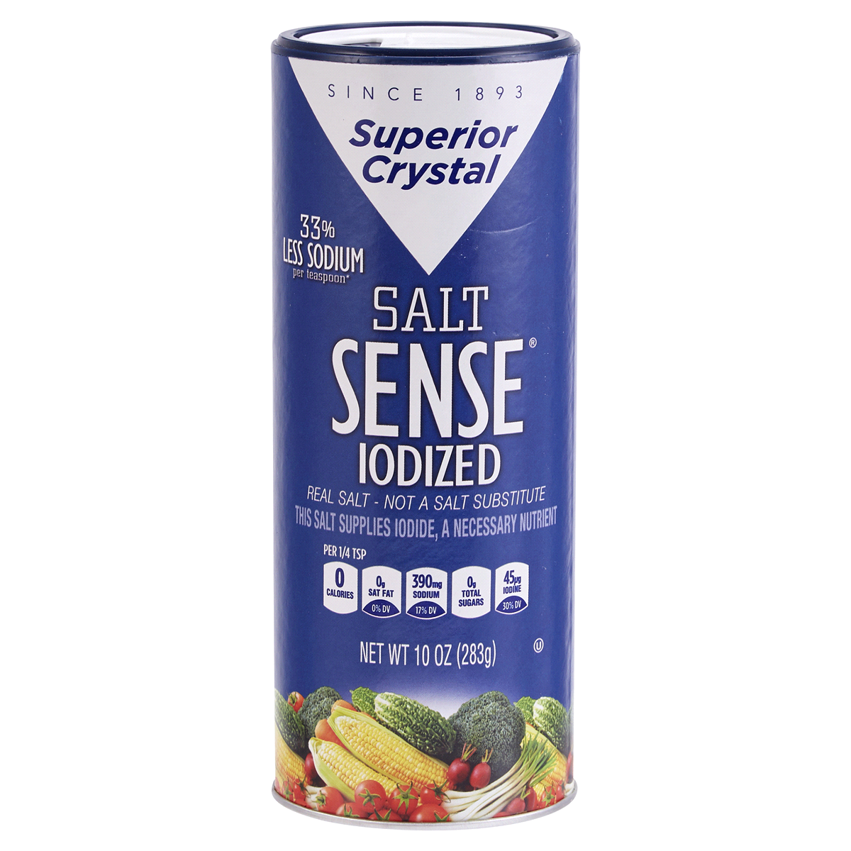 slide 1 of 1, Superior Crystal Salt Sense Iodized, 10 oz