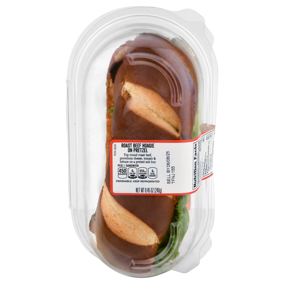 slide 2 of 4, Giant Deli Roast Beef Hoagie on Pretzel Roll, 8.45 oz