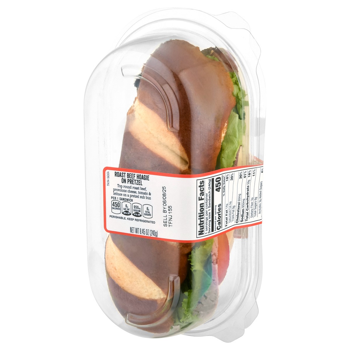 slide 4 of 4, Giant Deli Roast Beef Hoagie on Pretzel Roll, 8.45 oz